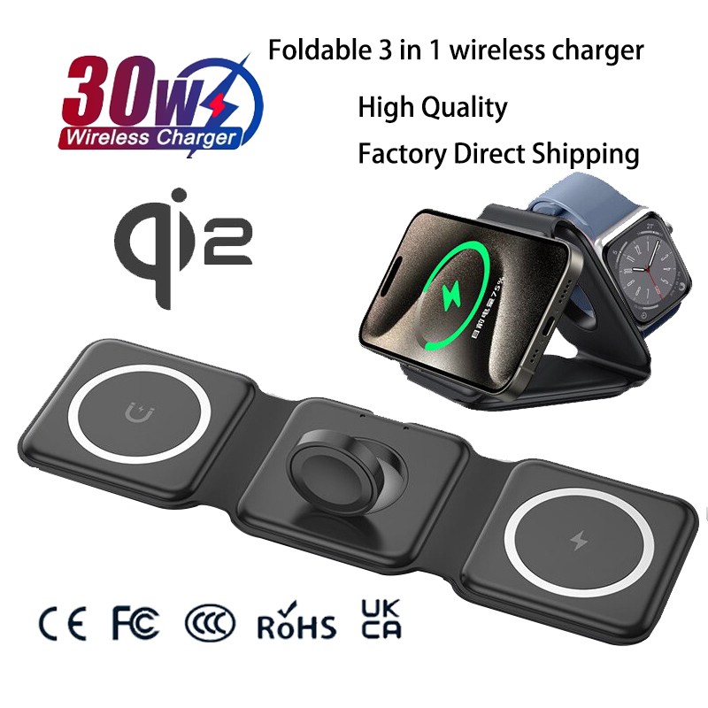 Wireless Charger 3 In 1 - Estación de Carga Magnética Plegable Universal
