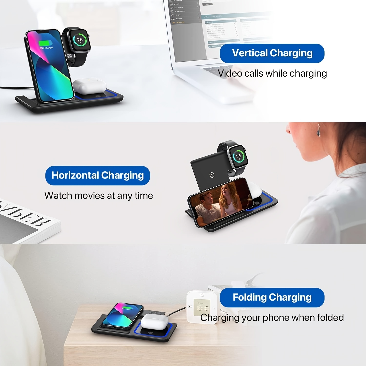 Base de carga inalámbrica 3 en - Wireless Charger 3 In 1 reseña y precio