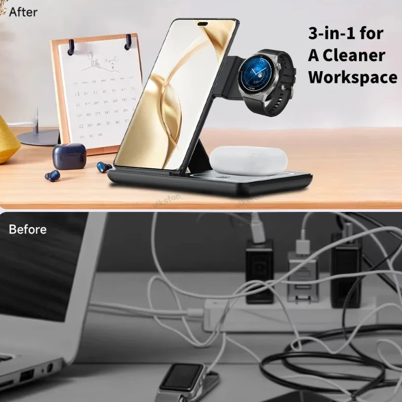 Soporte de escritorio con carg - Wireless Charger 3 In 1 reseña y precio